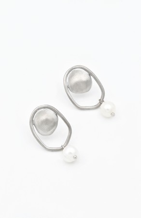 Cercei handmade din Argint 925 cu Perla, 2.7 cm