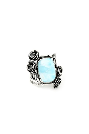 Inel Argint 925 cu Larimar, Model Trandafiri