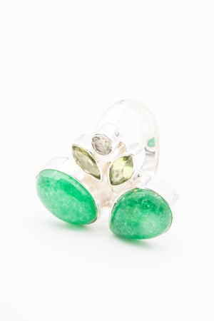 Inel din Argint 925 cu Onix Verde, marime reglabila