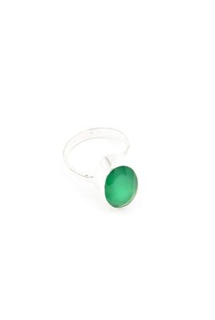 Inel din Argint 925 cu Onix Verde, marime reglabila
