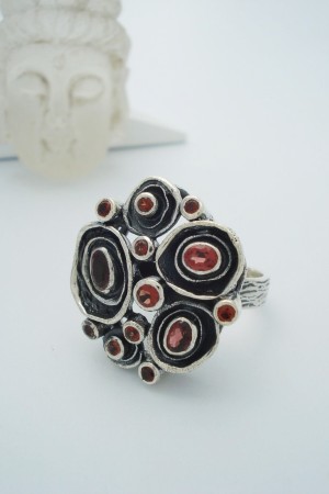 Inel din argint 925 Floare cu Granat [3]