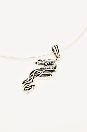 BIJUTERII ARGINT - Pandantiv barbatesc din Argint 925, Dragon, 5 cm