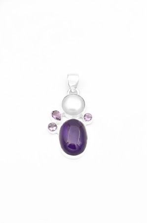 Pandantiv din Argint 925 cu Ametist si Perla, 4.2 cm [0]