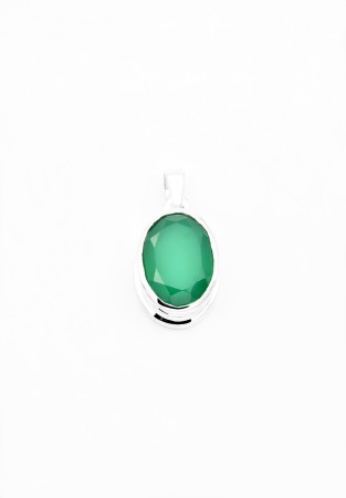 Pandantiv din Argint 925 cu Onix Verde 2.5 cm