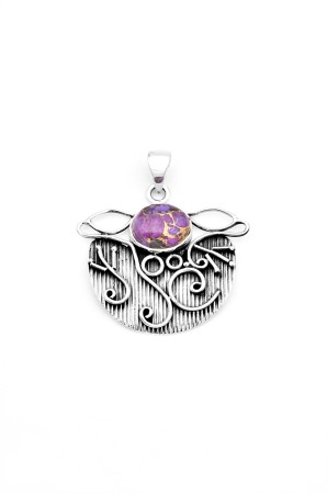 Pandantiv din Argint 925 cu Turcoaz Violet 4 cm