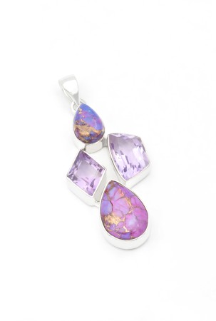 PANDANTIVE - Pandantiv din Argint 925 cu Turcoaz Violet si Ametist, 5.2 cm