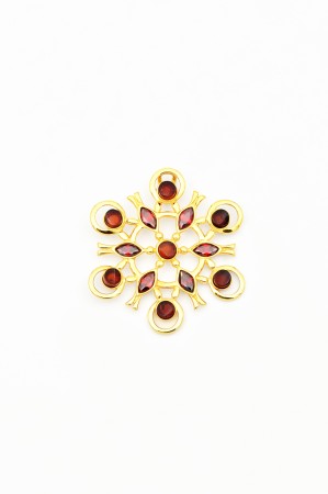 Pandantiv din Argint 925 placat cu Aur cu Ambra rosie fatetata, 4 cm [1]