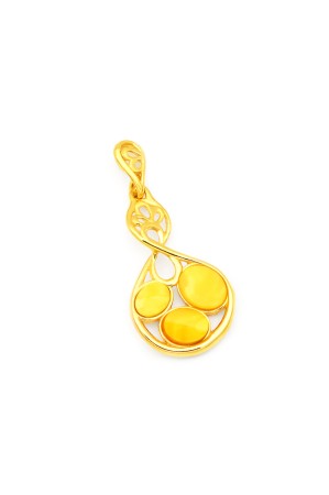 Pandantiv din Argint 925 placat cu Aur si Chihlimbar galben, 4.5 cm [1]