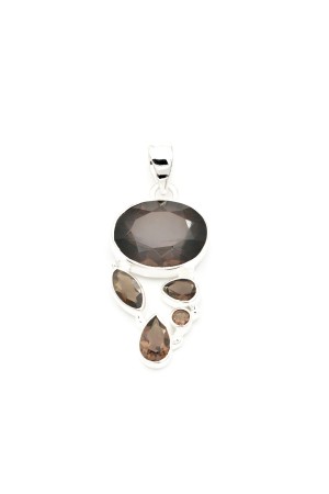 Pandantiv din Argint 925 si Cuart Fumuriu 4 cm