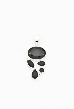 Pandantiv din Argint 925 si Onix Negru, 4 cm
