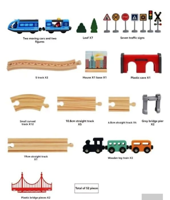 Circuit Trenulet magnetic din lemn (52 pcs) [3]