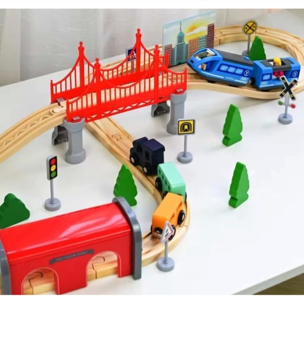 Circuit Trenulet magnetic din lemn (52 pcs) [4]