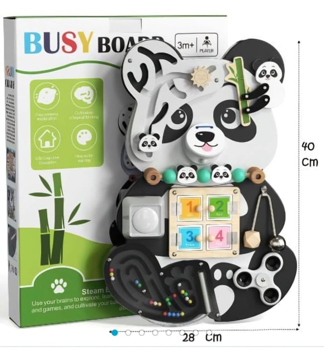 Montessori Panda Busy Board din Lemn [1]