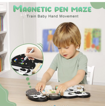 Montessori Panda Busy Board din Lemn [4]