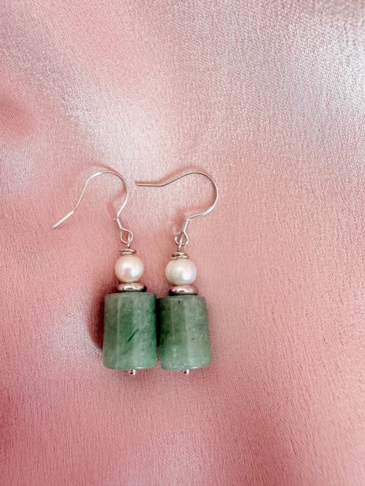 Cercei cu Aventurin si Perla naturala de cultura [2]