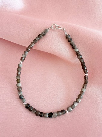 Bracelets - Bratara de Obsidian Auriu si Argint Dama