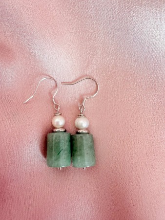 Cercei cu Aventurin si Perla naturala de cultura [1]