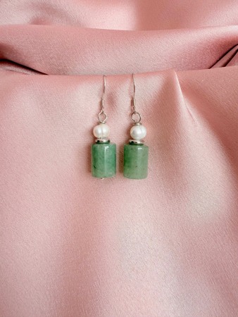 Earrings - Cercei cu Aventurin si Perla naturala de cultura