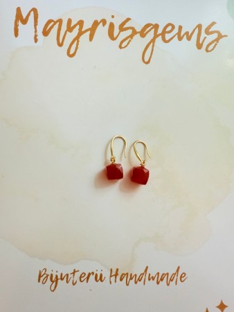 Cercei cu Carneol Cub Fatetat [1]