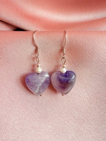 Earrings - Cercei din Ametist si Perla Naturala