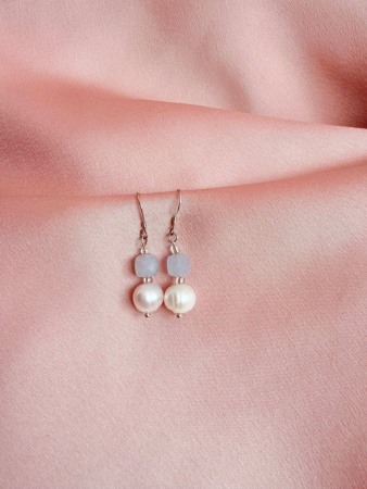 Cercei din Argint cu Perle Naturale si Acvamarin [1]