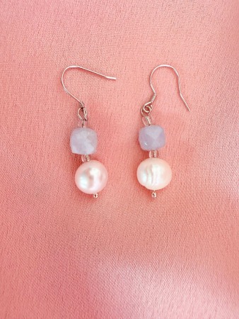 Earrings - Cercei din Argint cu Perle Naturale si Acvamarin