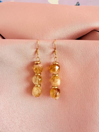 Earrings - Cercei Din Otel cu Citrin