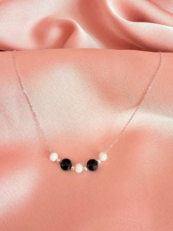Necklaces - Colier din Onix Negru si Piatra lunii
