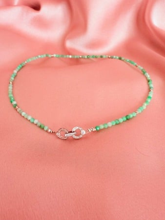 Necklaces - Colier Smarald si Accesoriu Argint