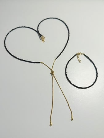 Necklaces - Set  din Turmalina Neagra cu glisare reglabilă