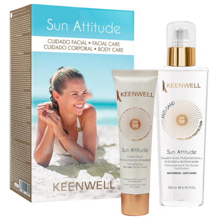 Creme cu protectie solara - KEENWELL Sun Attitude Set: Crema De Fata Spf50, 60 Ml + Fluid De Protectie Solara Spf50, 200 Ml
