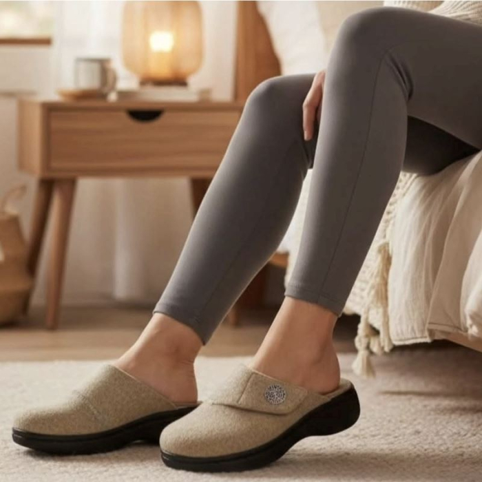 Бежови домашни пантофи Dr Feet 21008 - дамски [8]