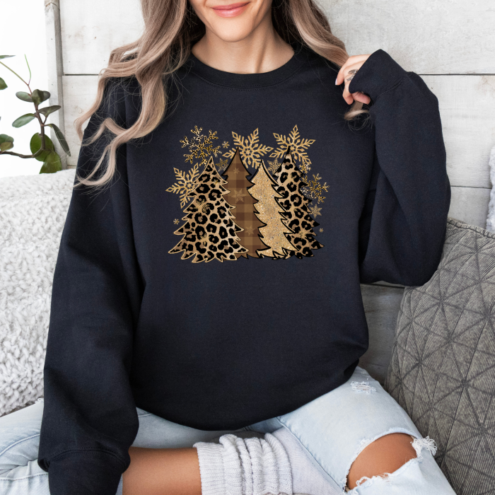 Bluza dama oversize Leopard Christmas Trees [3]