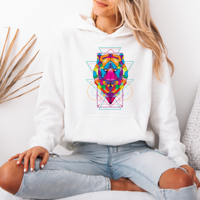 Hanorac dama cu gluga Abstract Leo – Black & White Edition [1]