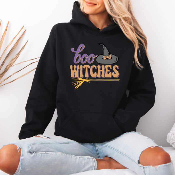 Hanorac dama cu gluga Boo Witches – Black & White Edition [1]