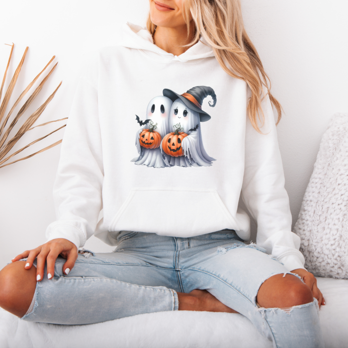 Hanorac dama cu gluga Sweet Ghosts Hoodie – Black & White Edition [1]