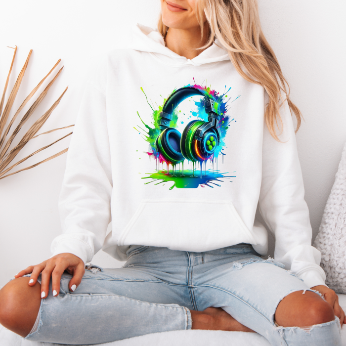 Hanorac dama cu gluga Neon Beats – Black & White Edition [1]