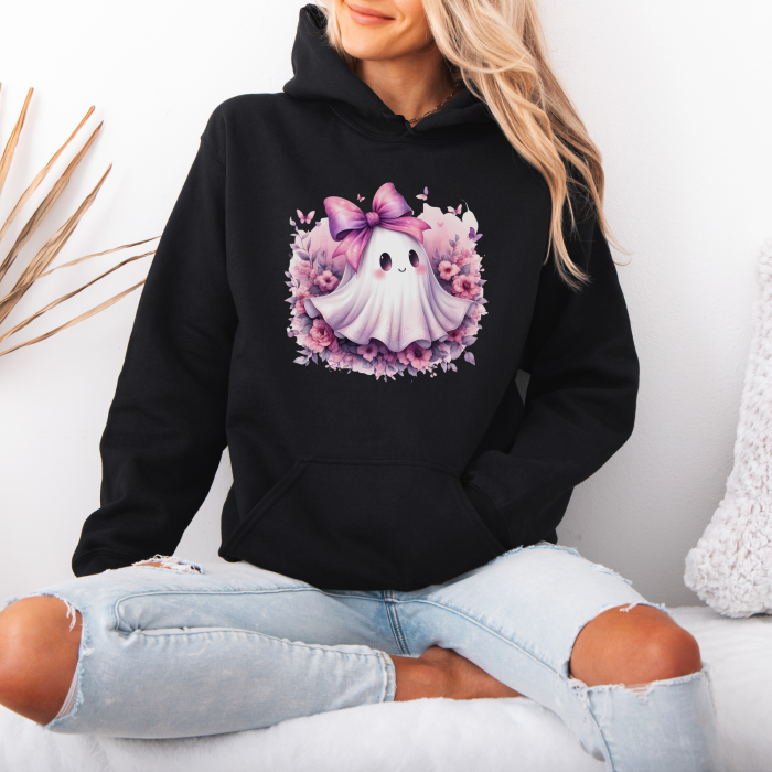 Hanorac dama cu gluga Ghost in Bloom – Black & White Edition [1]