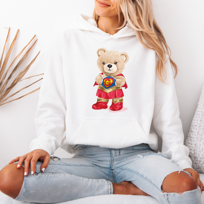 Hanorac dama cu gluga Teddy Superhero – Black & White Edition [1]