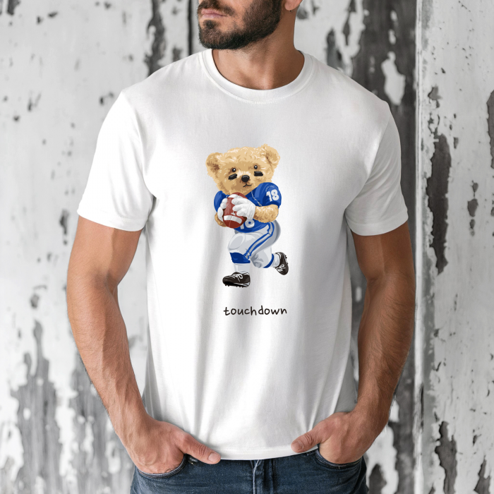 Tricou barbati din bumbac 100% regular fit,Alb,marimea M,Ursulet 35 [1]