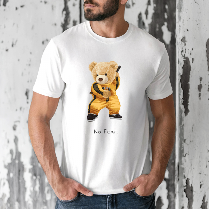 Tricou barbati din bumbac 100% regular fit,Alb,marimea M,Ursulet 36 [1]