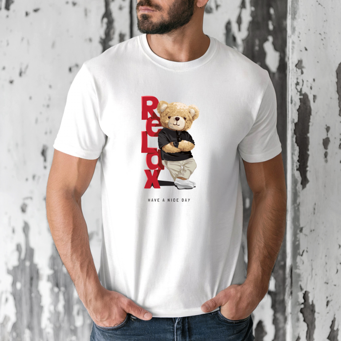 Tricou barbati din bumbac 100% regular fit,Alb,marimea XXL,Ursulet 44 [1]