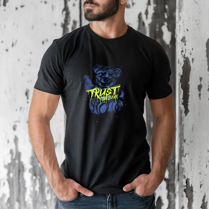 Tricou barbati din bumbac 100% regular fit,Alb,marimea M,Ursulet 47 [2]