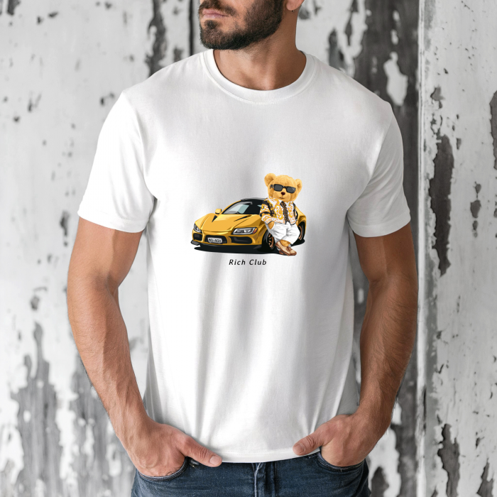 Tricou barbati din bumbac 100% regular fit,Alb,marimea M,Ursulet 60 [1]
