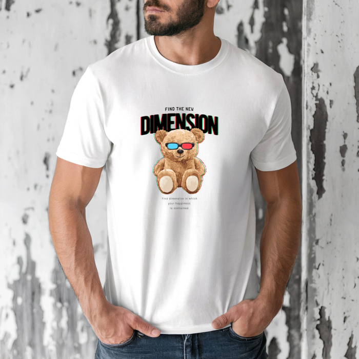 Tricou barbati din bumbac 100% regular fit,Alb,marimea XXL,Ursulet 68 [1]
