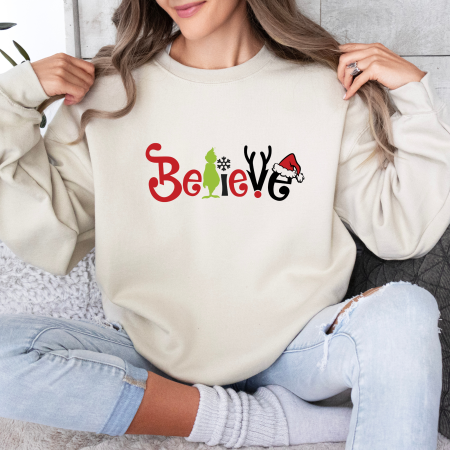 Bluze dama de Craciun - Bluza dama oversize Believe Christmas Spirit
