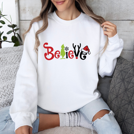 Bluze dama de Craciun - Bluza dama oversize Believe Christmas Spirit