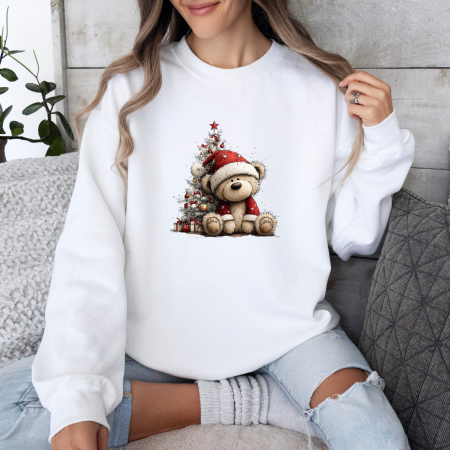 Bluze dama de Craciun - Bluza dama oversize Snowy Christmas Bear