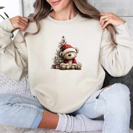 Bluze dama de Craciun - Bluza dama oversize Snowy Christmas Bear