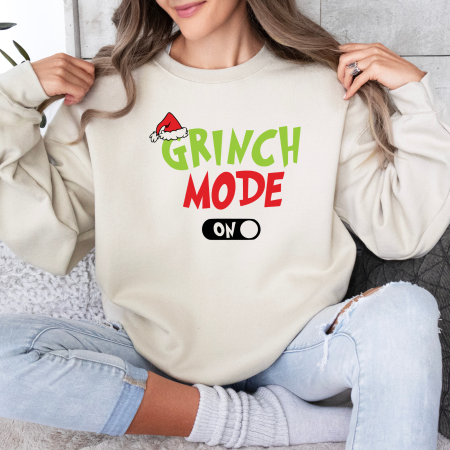 Bluze dama de Craciun - Bluza dama oversize Grinch Mode On